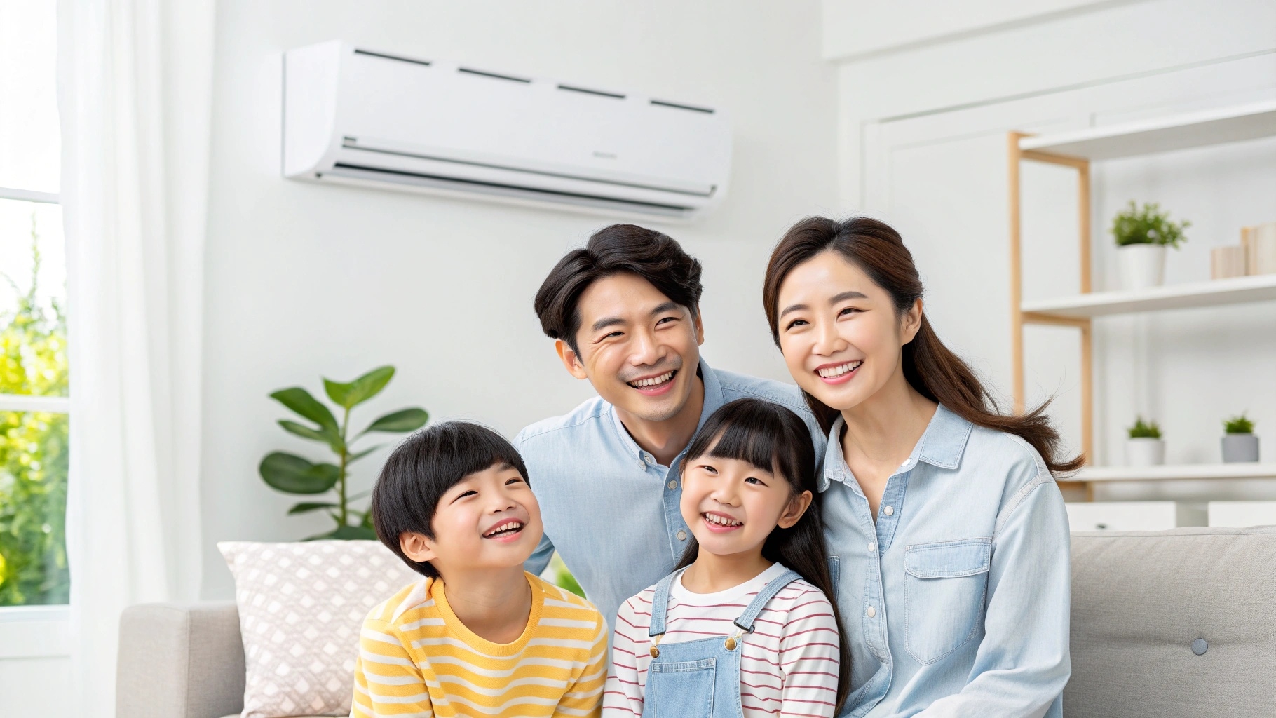 깨끗한 환경에서 행복한 한국 가족