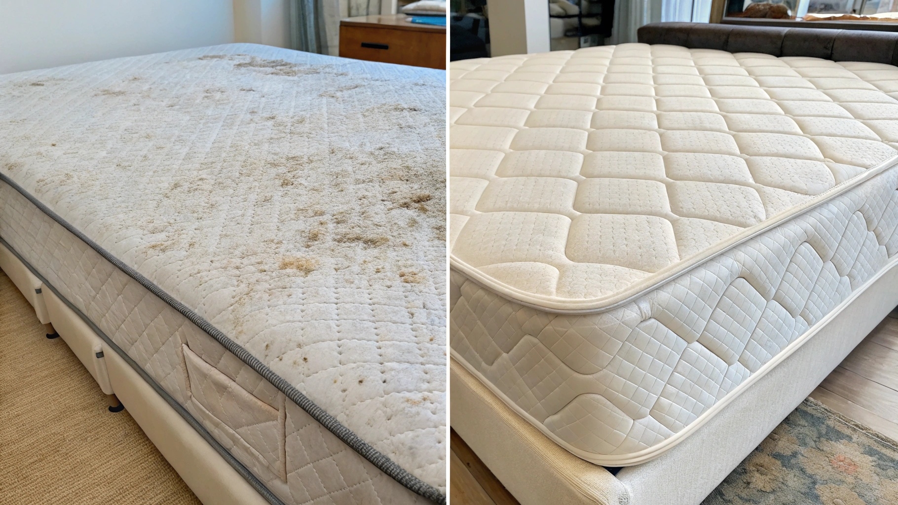 매트리스 청소 전후 비교